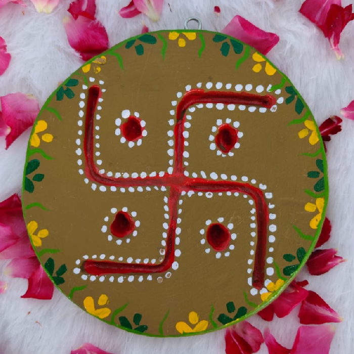 Cow Dung Swastik Wall Hanging | Eco-Friendly Decorative Art